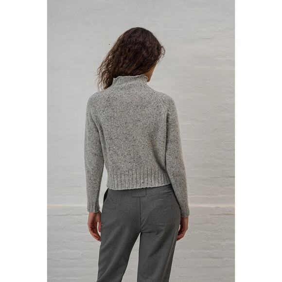 For the Republic Alpaca Wool High Neck Long Sleeve Short Length Brown Sweater XS - Picture 3 of 12